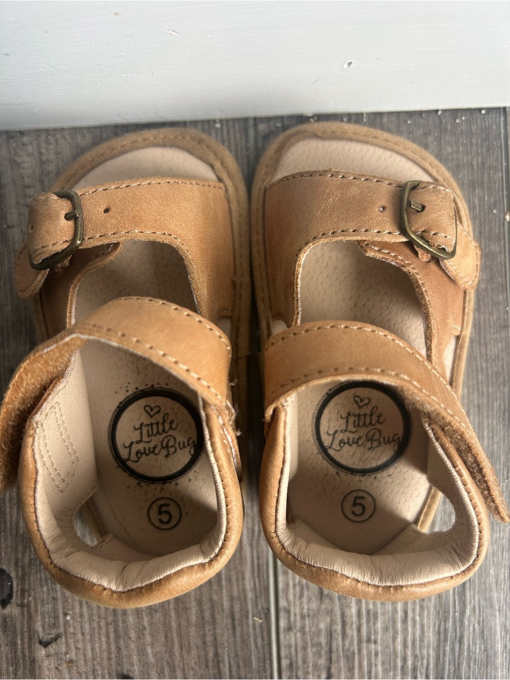 Little Love Bug Tan Baby & Walker Sandals - Size 5
